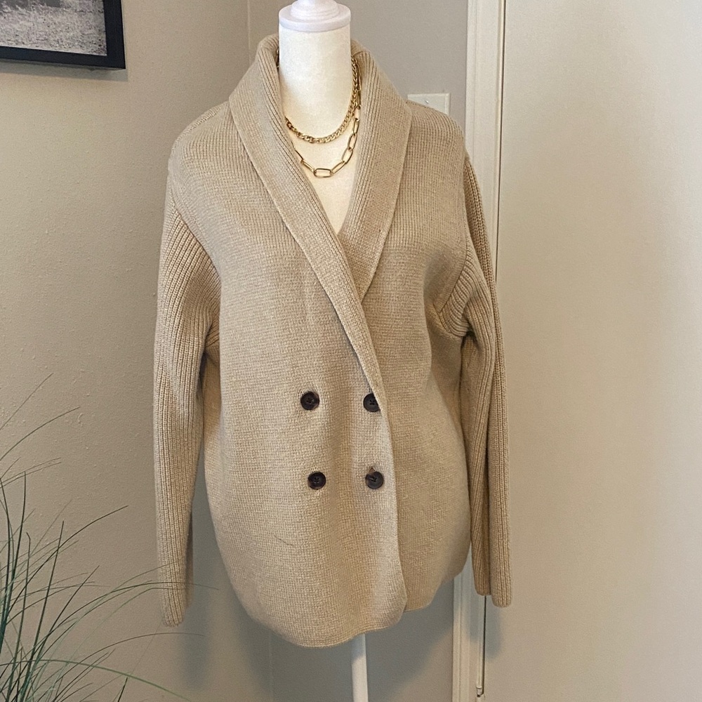 Banana Republic Tan Double-Breasted Cardigan